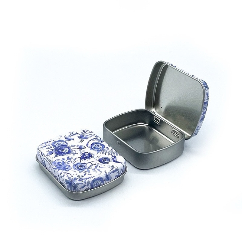 Hộp thiếc mini nhỏ Trắng Đen hoạ tiết đựng pan màu đựng đồ đa năng