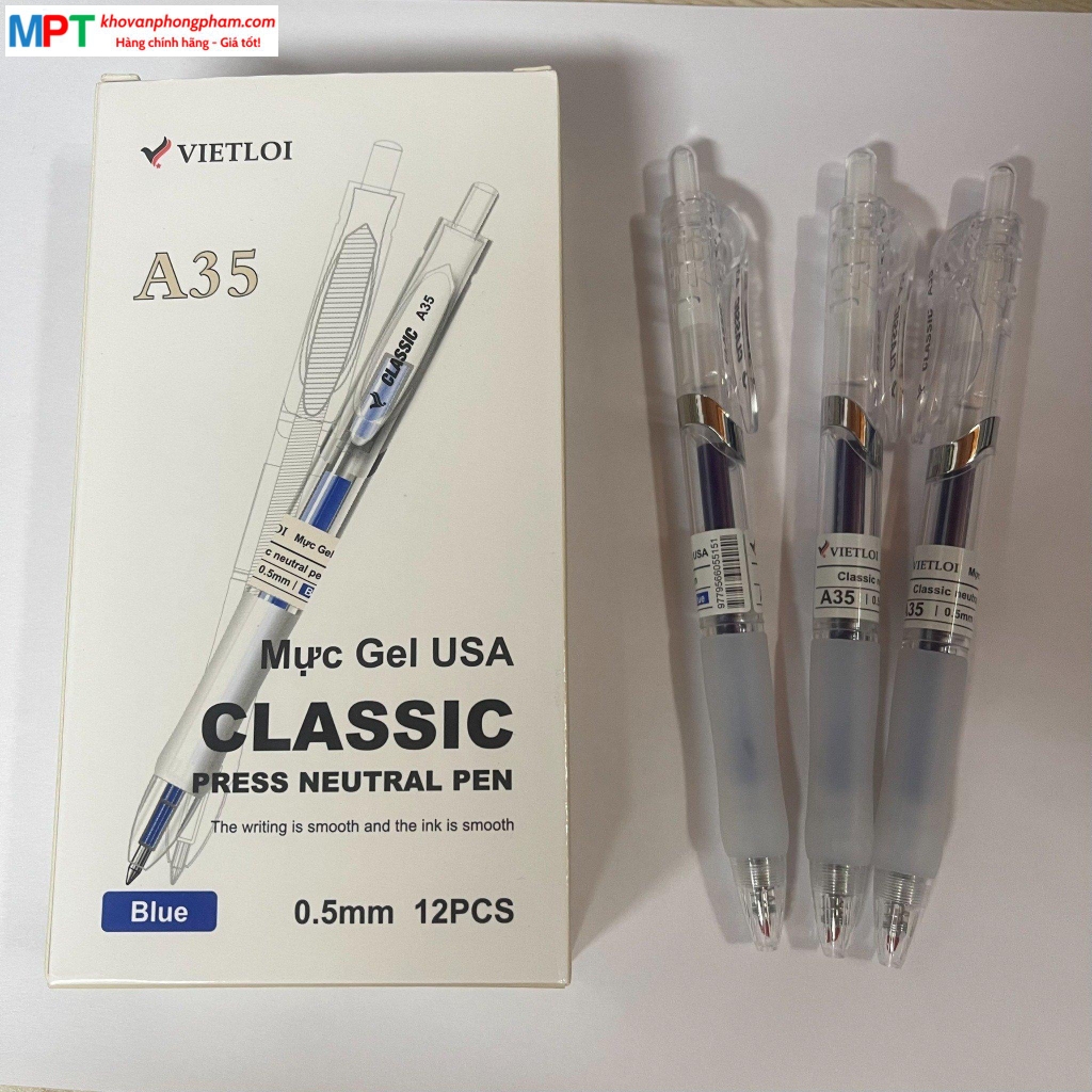 Bút gel bấm thân trong Việt Lợi VLG-A35 ngòi 0.5mm