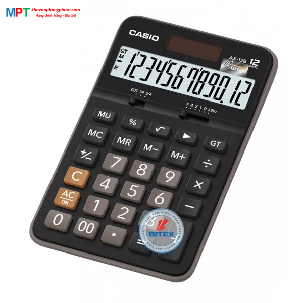 [CHÍNH HÃNG DO BITEX PP] Máy tính Casio AX-12B hiển thị 12 số - Tặng file 20 lá Double A