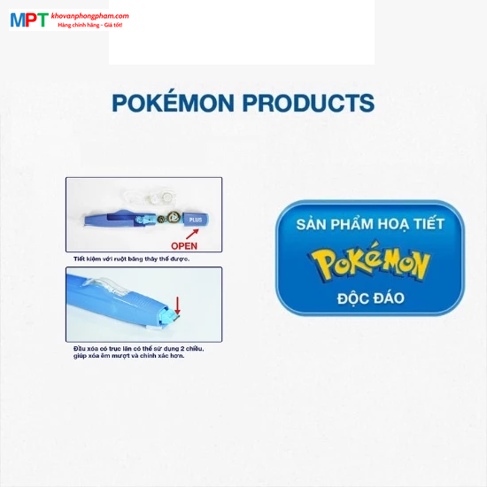 Băng xóa PLUS MR POKEMON 5mm x 6m - Màu xanh dương 100-V030
