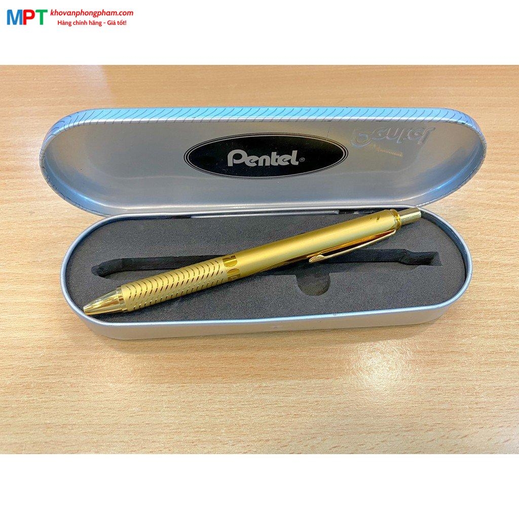 [CHÍNH HÃNG - Do GOLDEN PEN NK] Bút ký cao cấp Pentel BL407X-C thân mạ vàng nét 0.7mm - Mực xanh