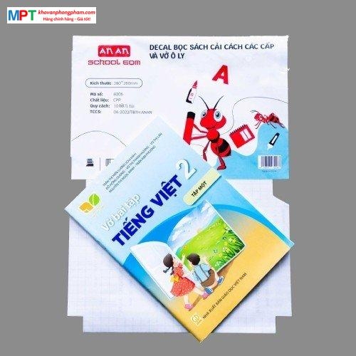 Tập 10 tờ Bọc Decal An An 8006 kích thước 380x280mm - Bọc cho sách và vở ôly có kích thước: 170x240mm