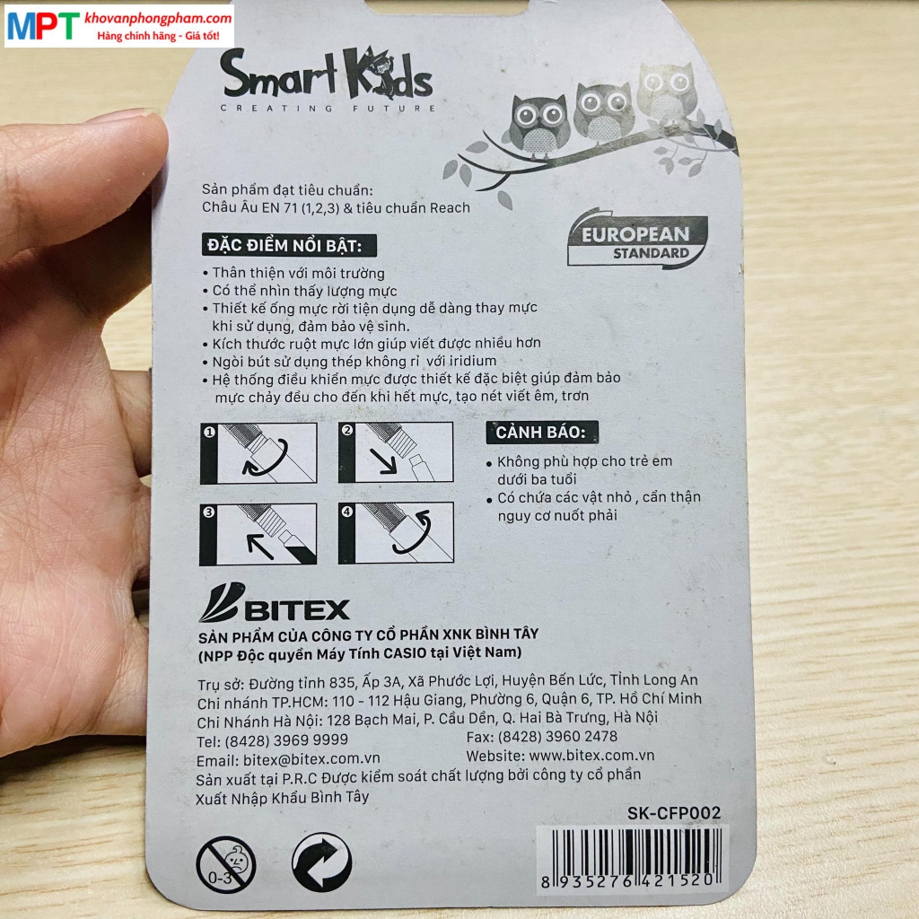 Bút máy Smartkids SK-CFP002 kèm 6 ống mực tím (Tặng 1 tẩy chì STAEDTLER)