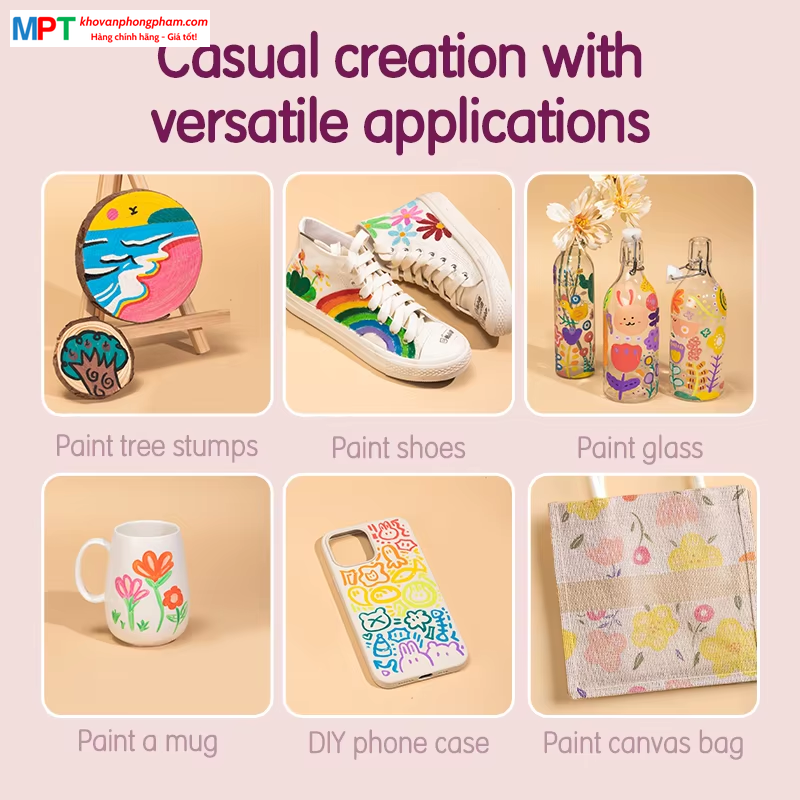 Bút sơn Acrylic Marker ngòi nét nhỏ 60 màu Deli C189-60 - Chống nước vẽ trên mọi chất liệu, Tô màu DIY vẽ giày vải, chai lọ