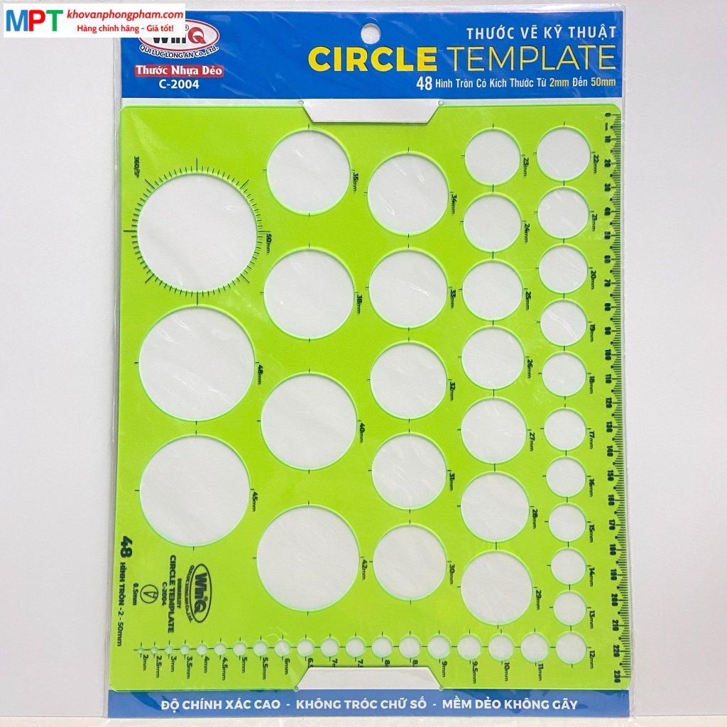 Thước vẽ hình tròn WinQ C-2004 (48 hình tròn 2-50mm)