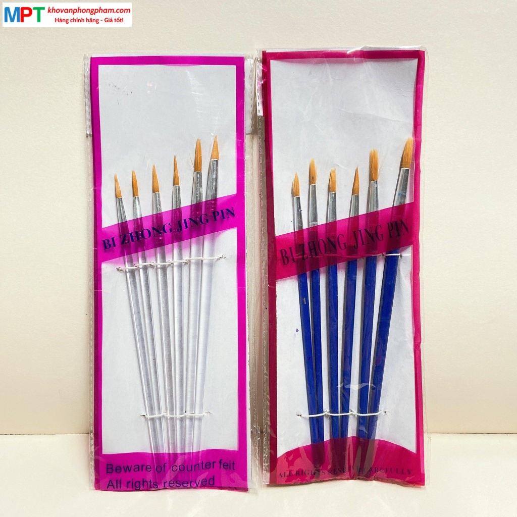 Túi 6 bút lông, cọ vẽ bé loại tròn