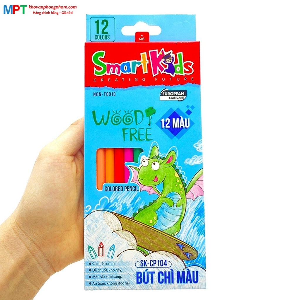[TẶNG TẨY CHÌ THIÊN LONG] Bút chì màu 12 màu Smartkids SK-CP104