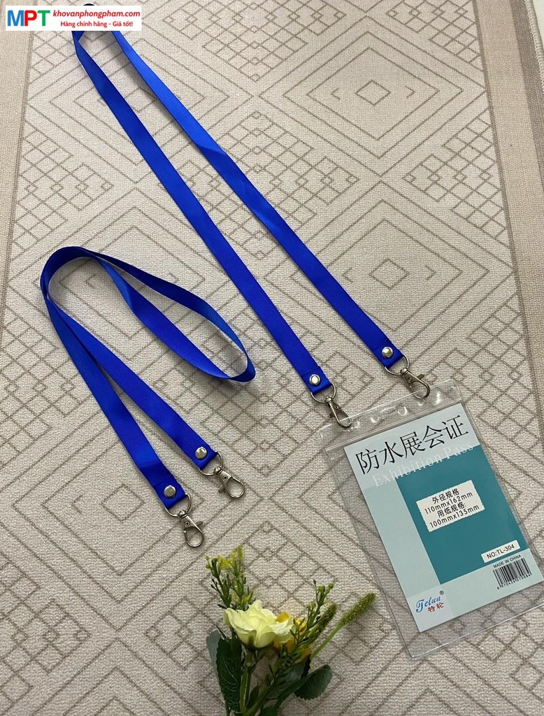 Dây đeo thẻ lụa 2 móc sắt bản rộng 1.5cm (Dây đeo thẻ lụa 2 đầu móc)