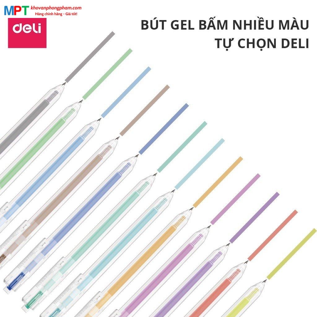 Bút gel nhiều màu Deli G118 nét 0.5mm - nhanh khô viết đều trơn tru lâu hết mực chất lượng cao