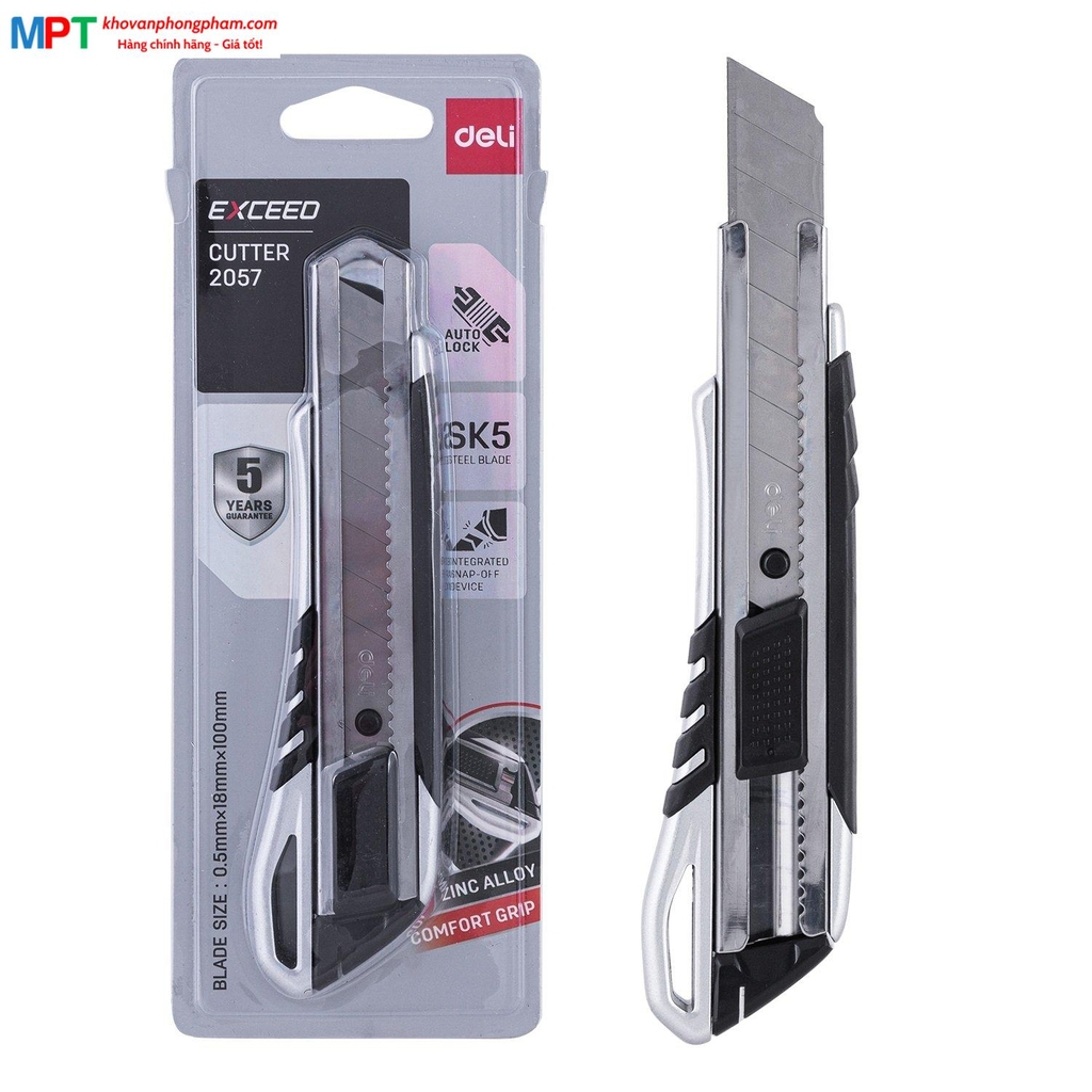 Dao rọc giấy thân thép bọc cao su Deli 2057
