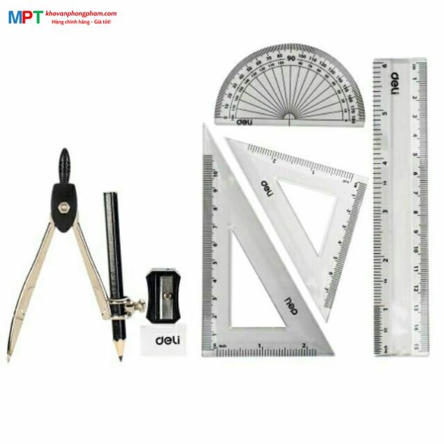 Bộ compa, thước kẻ Deli G30505 - 8 món