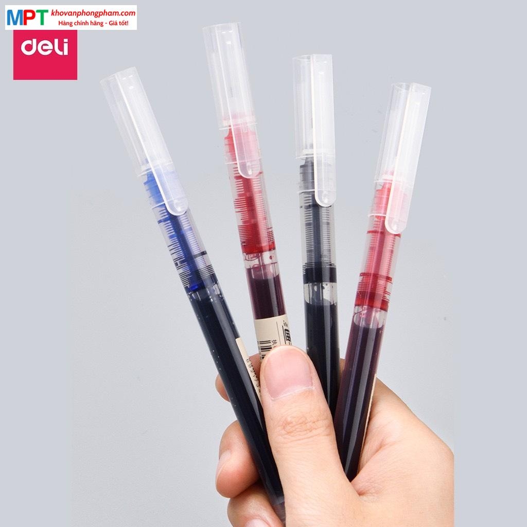 [MUA 10 TẶNG BÚT CHÌ] Bút gel Deli S856 ngòi 0.5mm - nhanh khô, ống mực liền