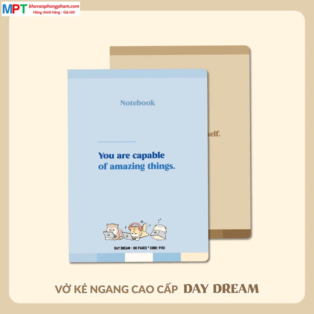 Vở kẻ ngang Hải Tiến 200 trang DAY DREAM 9134 - Định lượng 70gsm - Giấy vàng chống lóa - MUA 5 TẶNG 1 BÚT BI