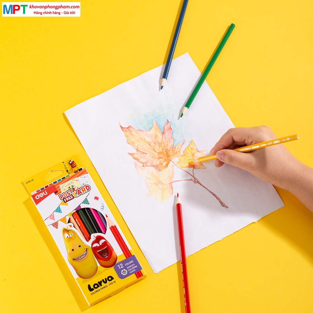 Bút chì màu 12 màu Larva Deli EC115-12