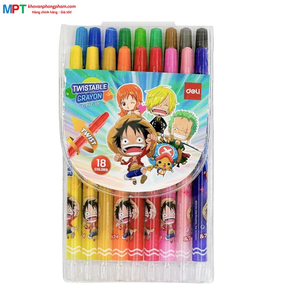 Bút sáp vặn dài 18 màu Deli EC217-18 - Họa tiết One Piece