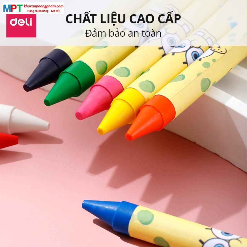 Sáp màu 16 màu Deli EC219-16 - Hình bọt biển SpongeBob