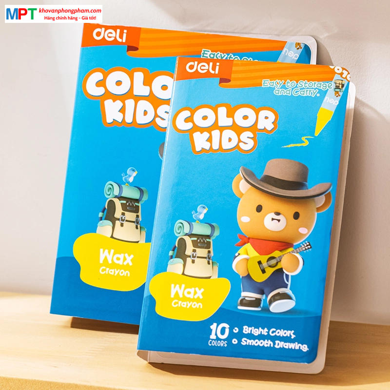 Sáp màu 10 màu Deli EC219-10 - Hình bọt biển SpongeBob