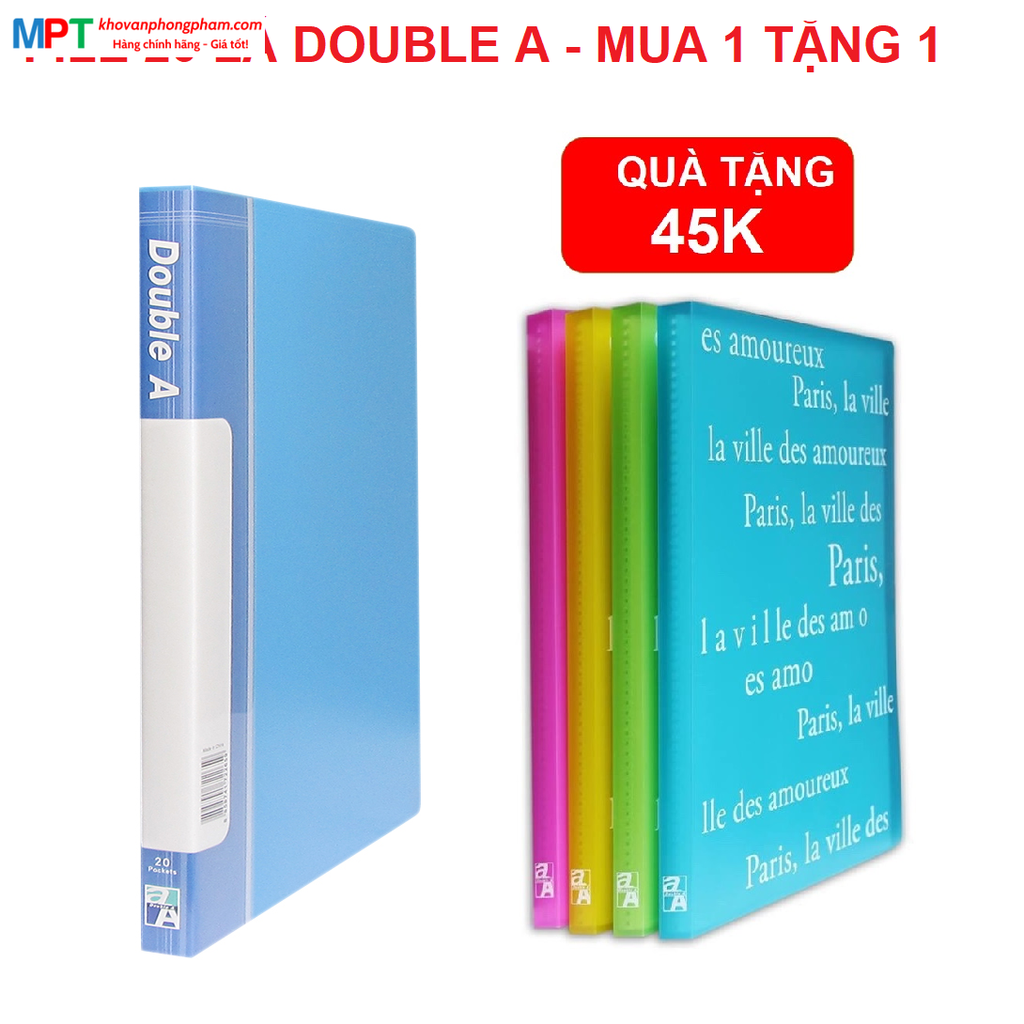 File lá 20 Trang Double A màu xanh