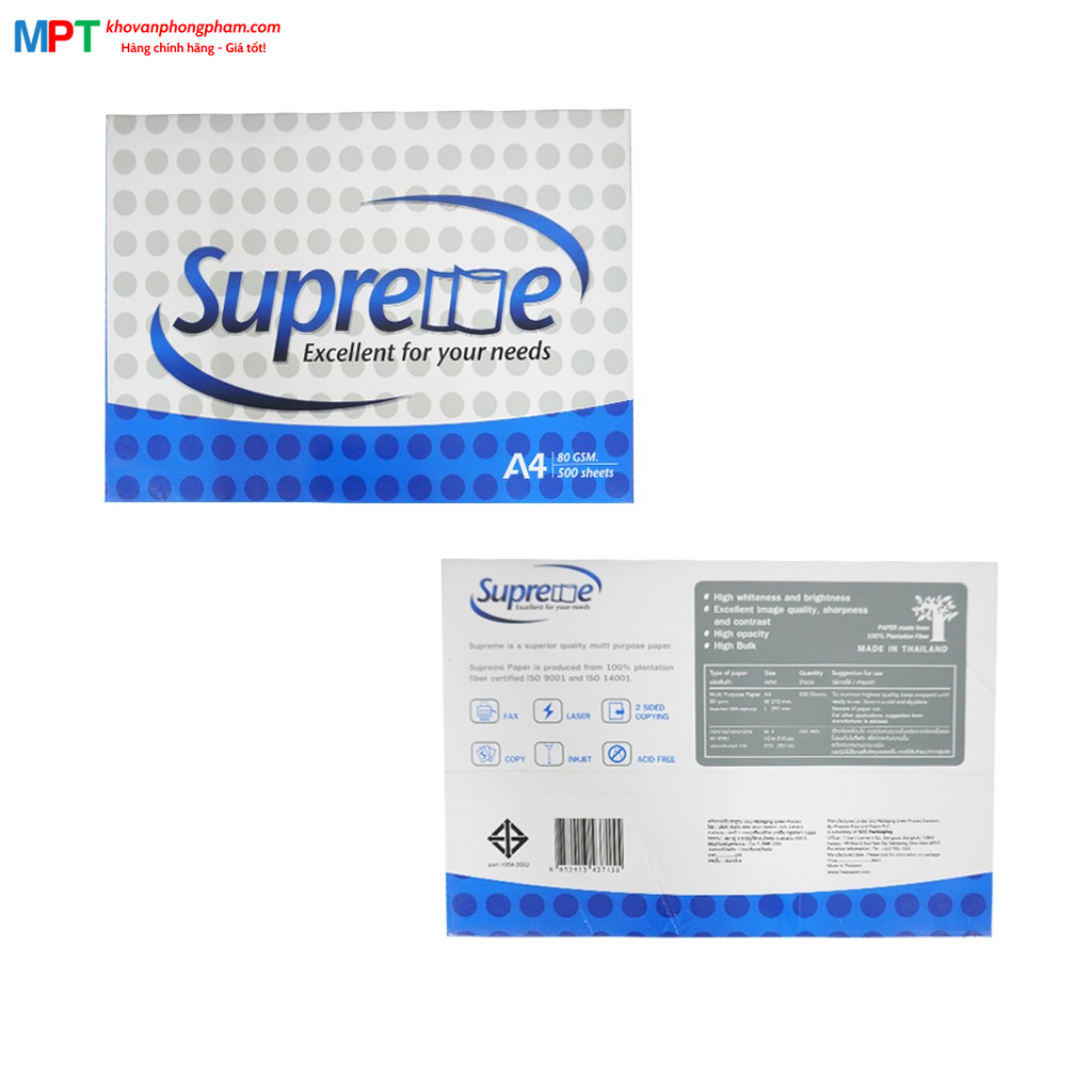 [GIÁ RẺ] Giấy in A4 Supreme ĐL80gsm