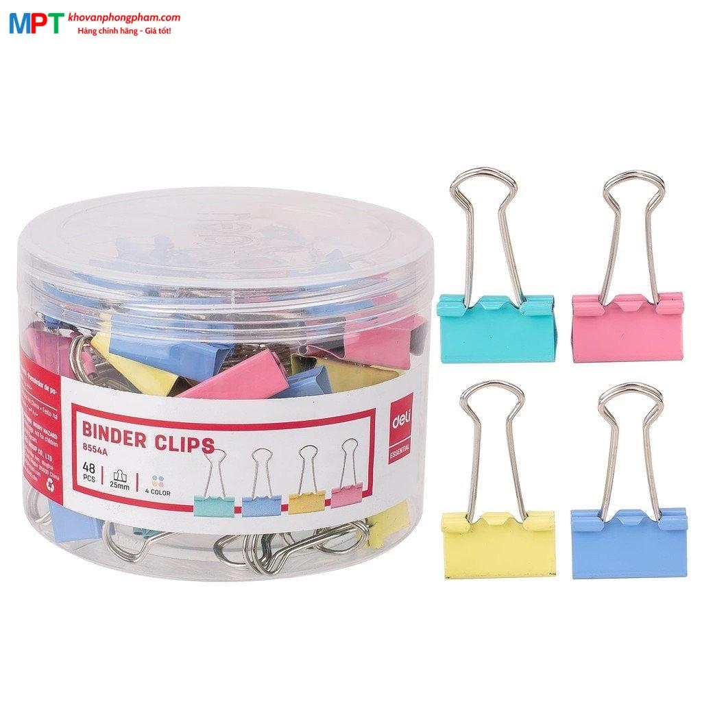 Kẹp bướm màu 25mm Deli E8554A - Hộp 48 cái