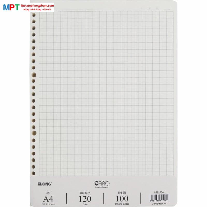 Ruột sổ còng Caro khổ A4 KLong 556 - 100 tờ, ĐL120gsm