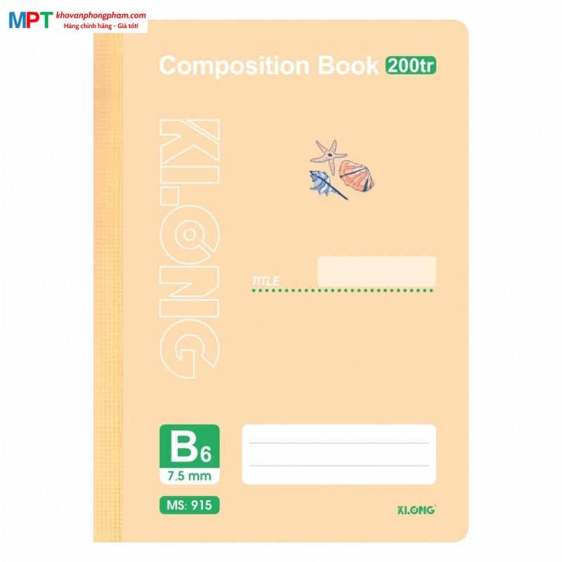 Sổ may dán gáy khổ B6 Klong 200 trang 915 - Định lượng 70gsm - Kích thước: 125x175mm