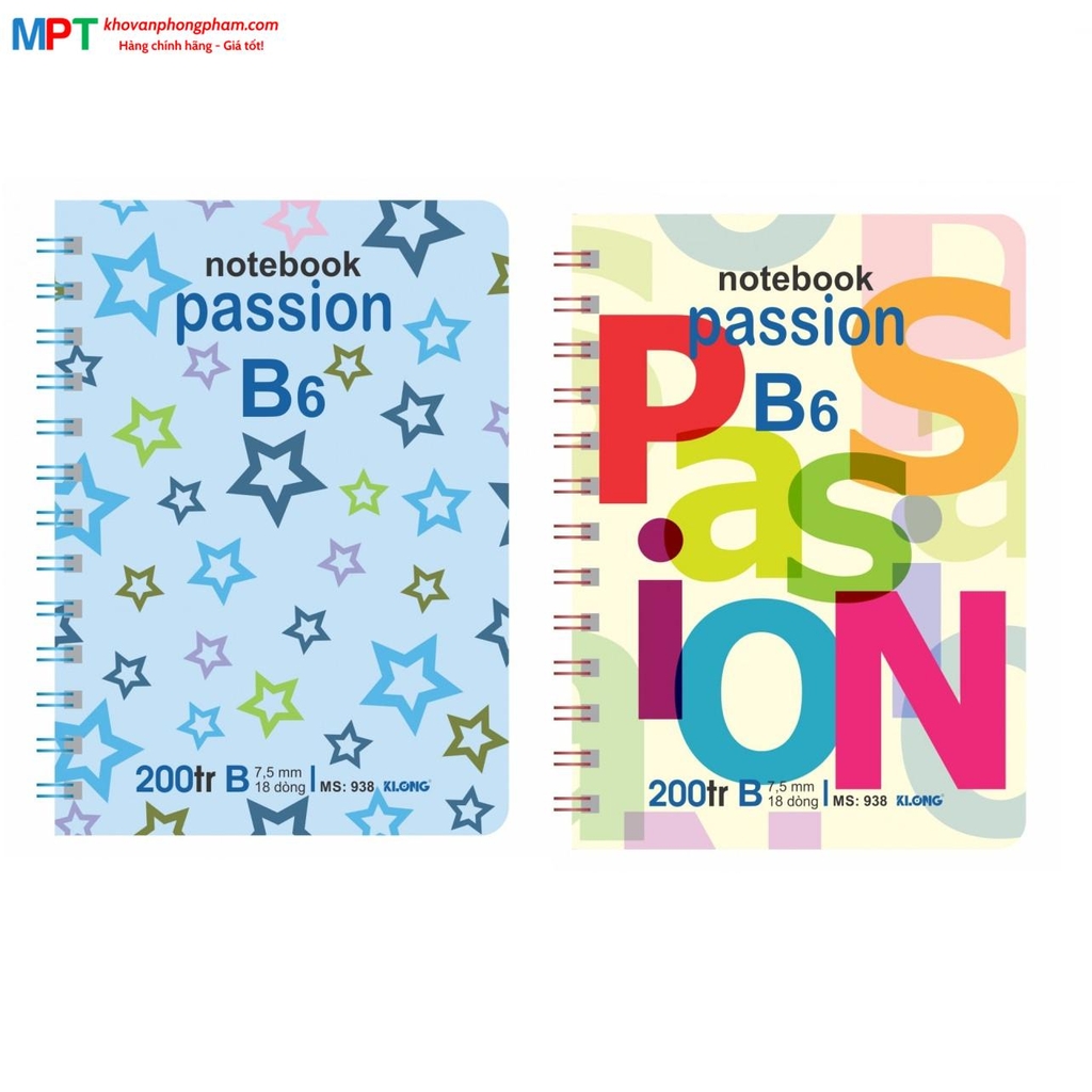 Sổ lò xo Klong kép dọc khổ B6 200 trang 938 - Định lượng 70gsm - Kích thước 125x175mm