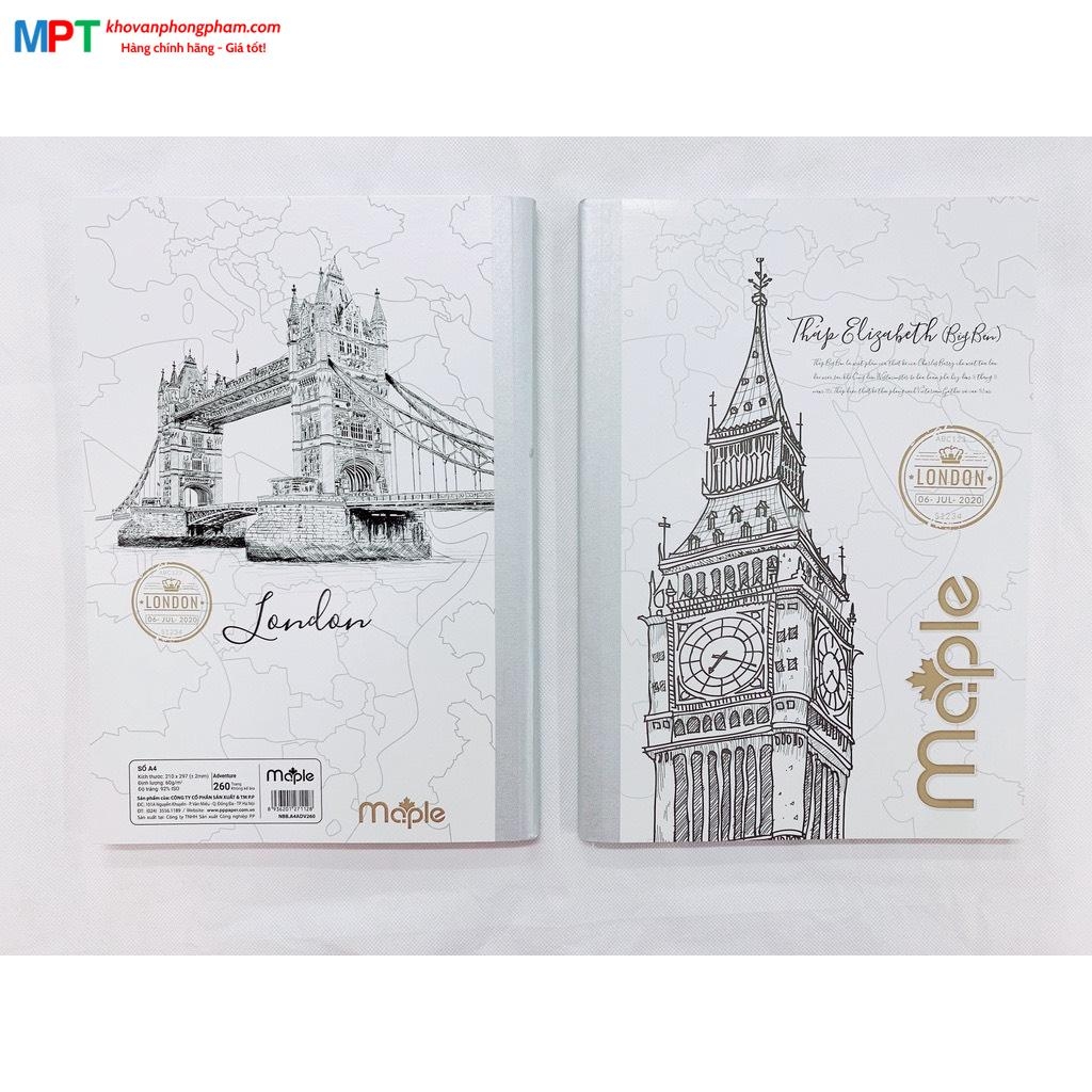 Sổ bìa bồi may gáy Maple 260 trang NBB.A4ADV260