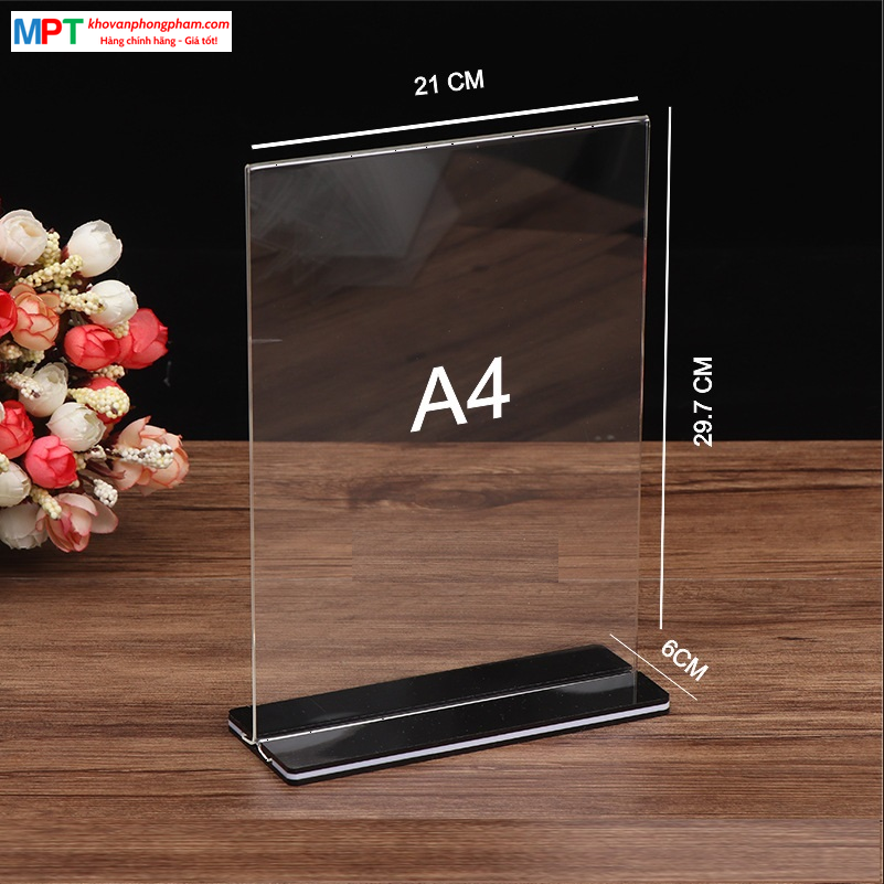 Menu mica để bàn A4 chân cài - Khổ dọc, khổ ngang - Kích thước: 21x29.7cm