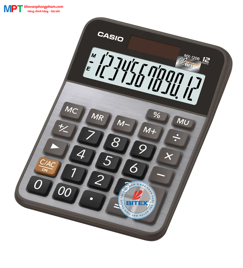 Máy tính Casio MX-120B hiển thị 12 số - Tặng file 20 lá Double A - SP DO CTY BITEX PHÂN PHỐI