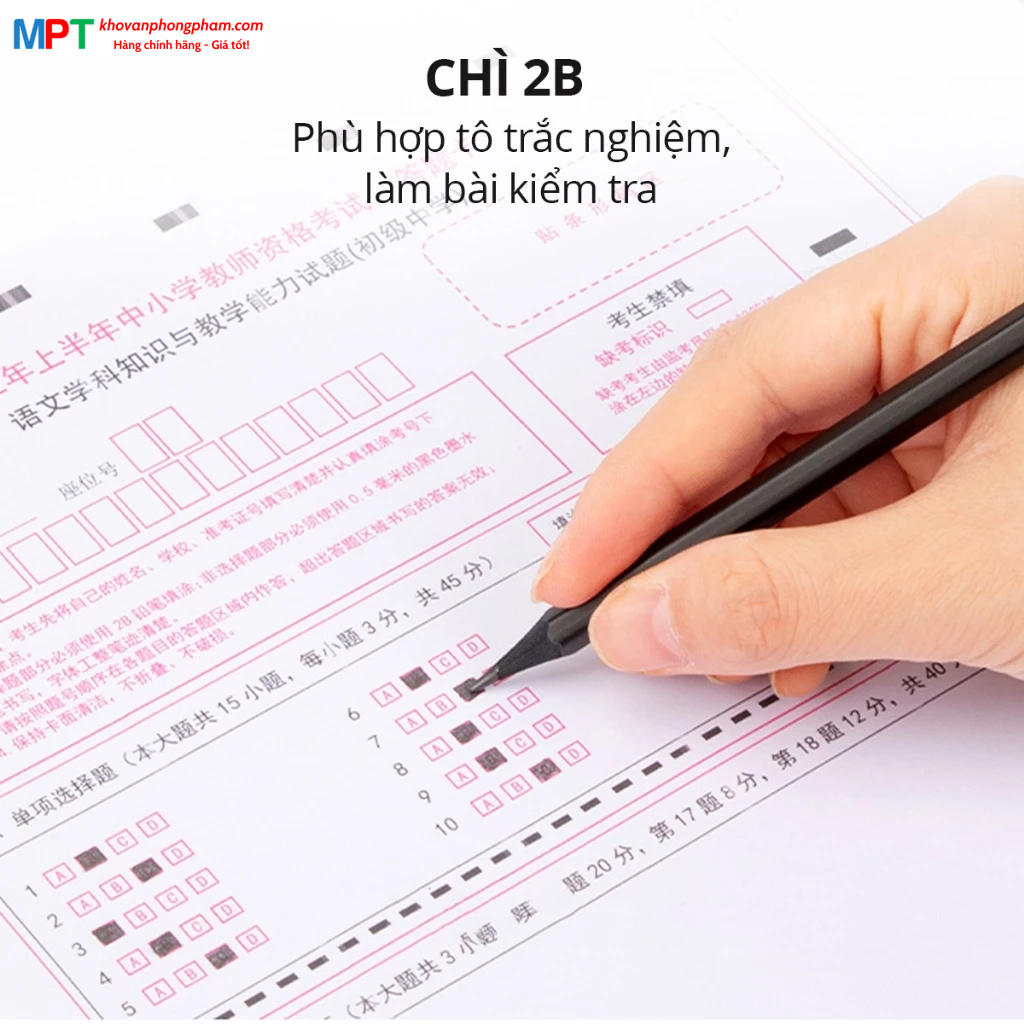 Bút chì Nusign Deli NS722-2B - Lõi đen cao cấp, thân bút hình lục giác