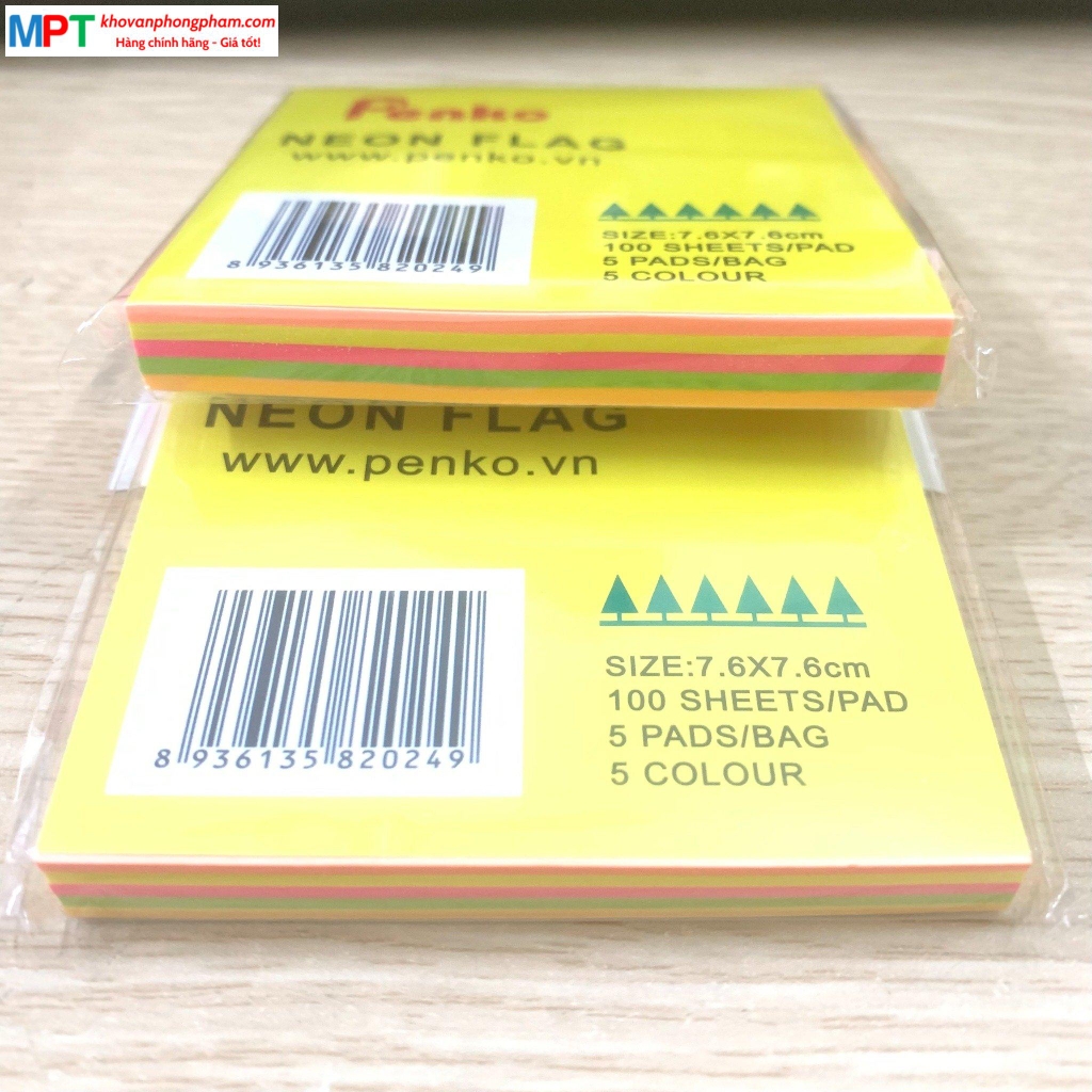 Giấy nhớ PENKO 3x3 - Kích thước 76 x 76mm - 5 màu quang
