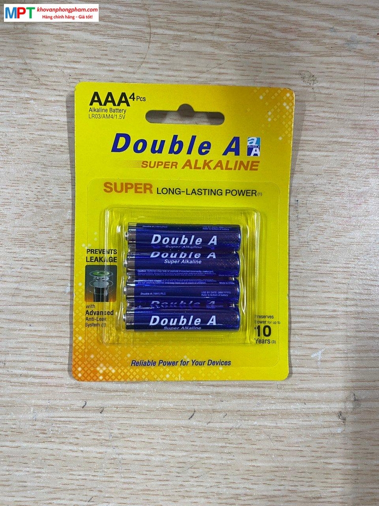 Vỉ 4 viên pin AA Double A Super Alkaline