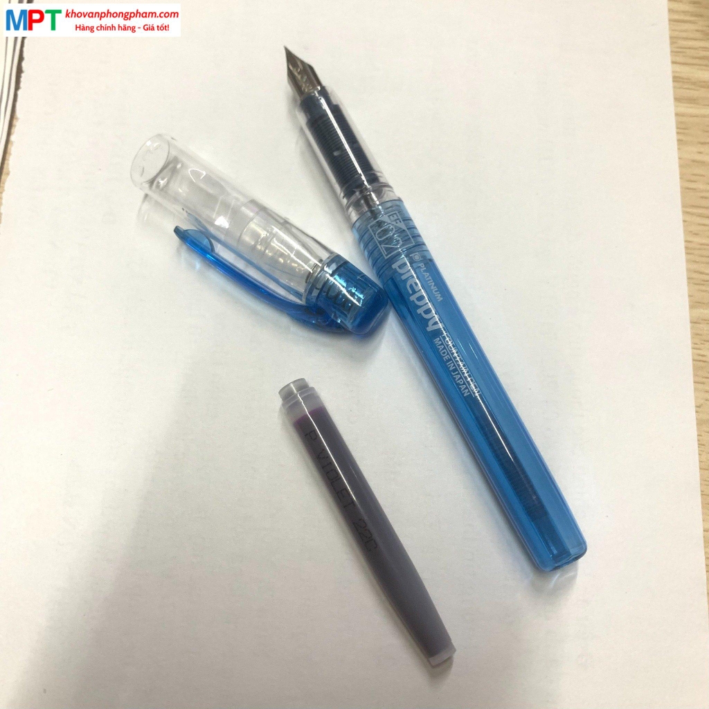 Bút máy Preppy F02 nét 0.2mm vỏ xanh ống mực tím