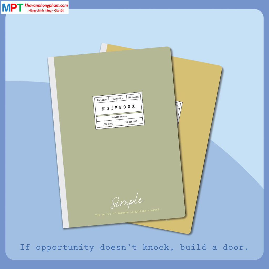 Sổ may gáy bìa bồi A4 Hải Tiến Simple 200 trang 3248 - Định lượng 70gsm