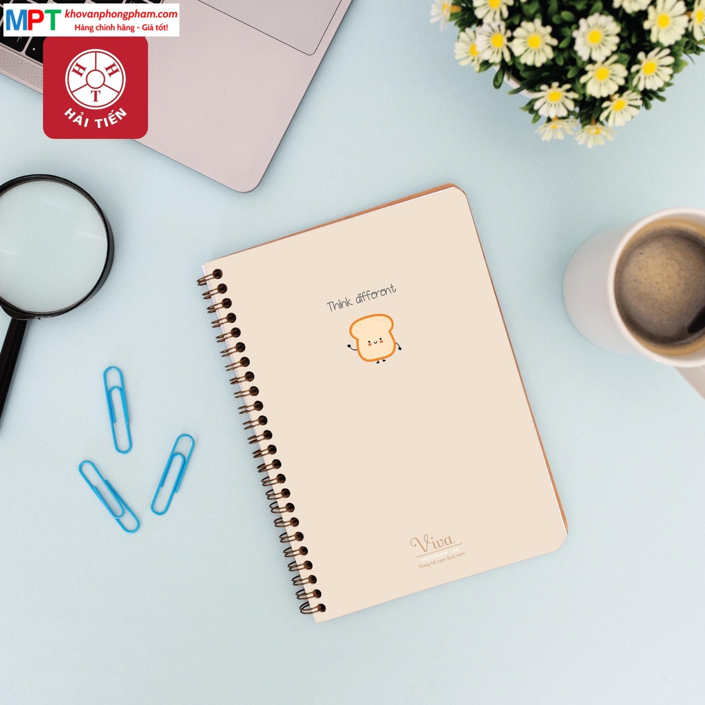 Sổ lò xo bìa nhựa cao cấp VIVA khổ A5 Hải Tiến 200 trang 6522 (KT: 150x210mm) - Kẻ Caro 5x5mm