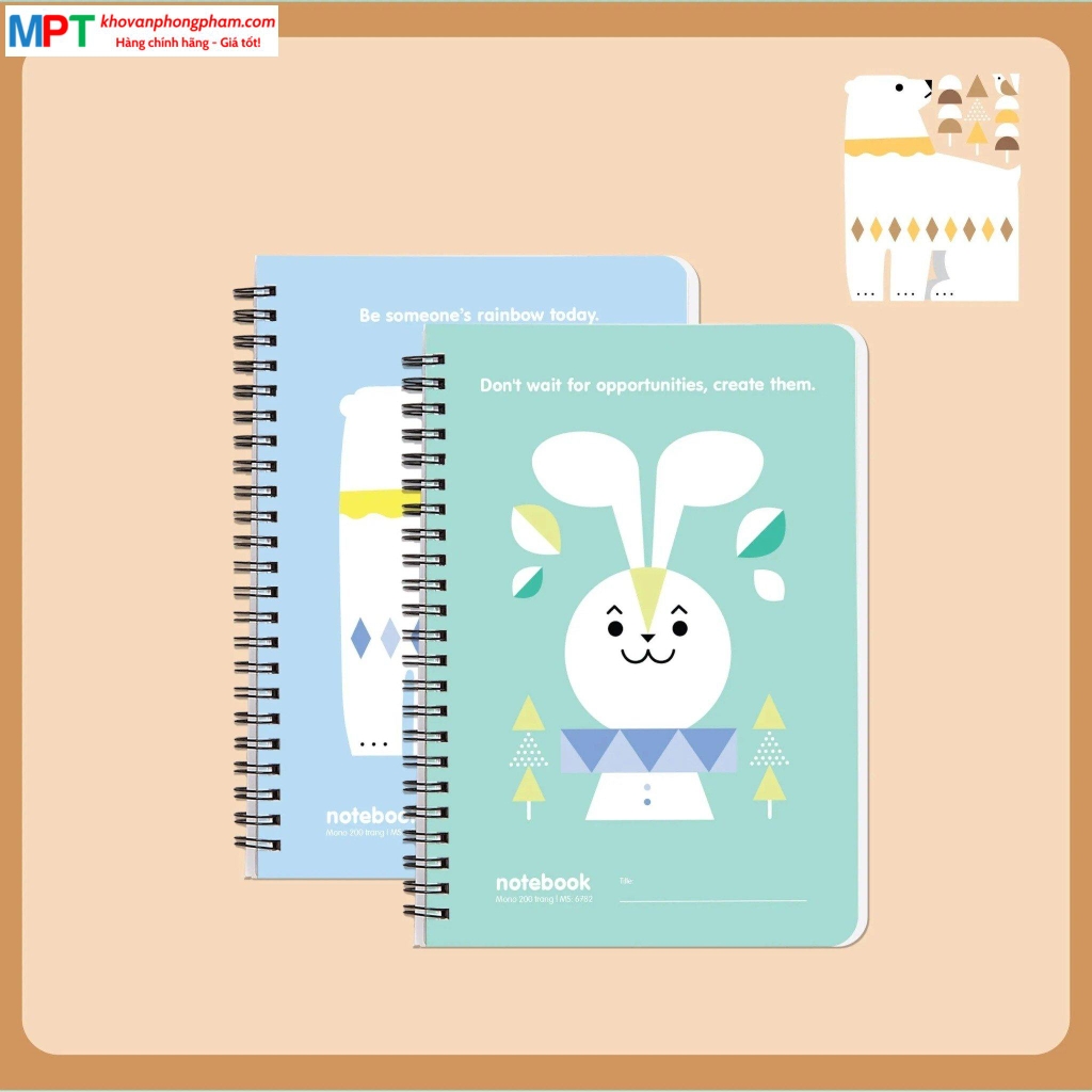 Sổ lò xo Hải Tiến A6 MONO 200 trang 6799 - Giấy vàng chống loá, kích thước 100 x 150 mm