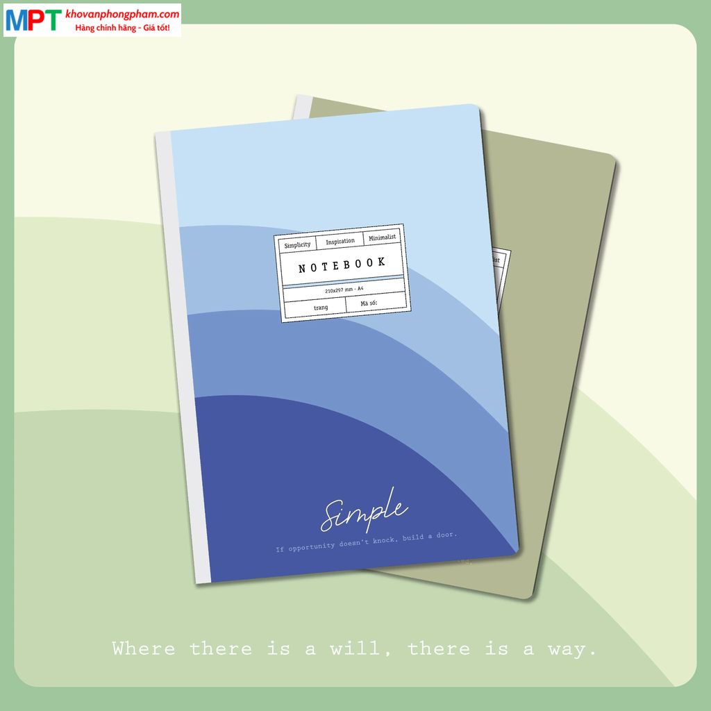 Sổ may gáy bìa bồi A4 Hải Tiến 300 trang Simple 3255 - Định lượng 70gsm
