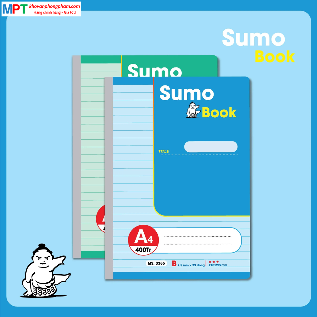 Sổ may gáy bìa bồi A4 Hải Tiến 400 trang SUMO 3385 - Định lượng 60gsm