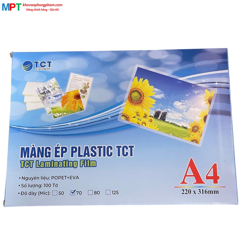 Giấy ép Plastic khổ A4 dày 80 MIC TCT A4-80 - KT:220x316mm