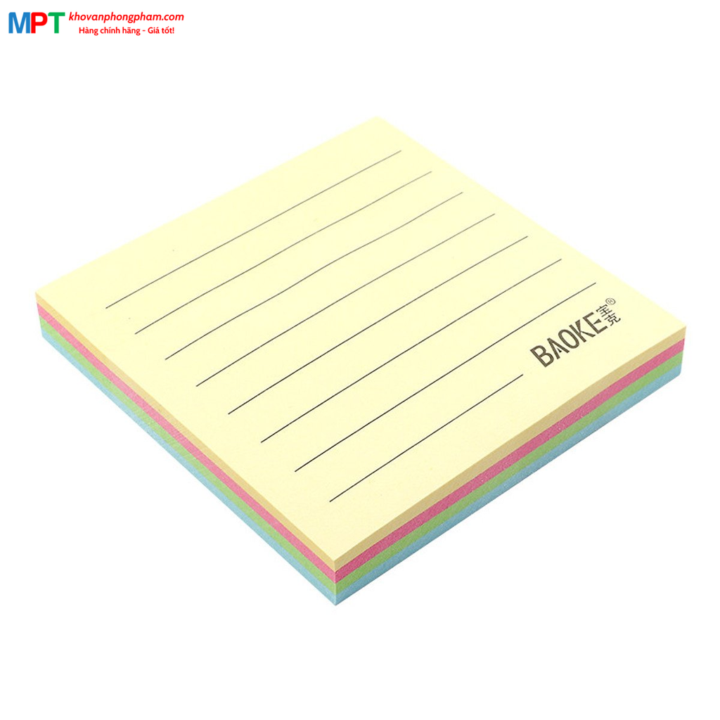 Giấy nhớ 3x3 có dòng kẻ 4 màu Pastel Baoke TZ6000 (76x76mm, 100 tờ)