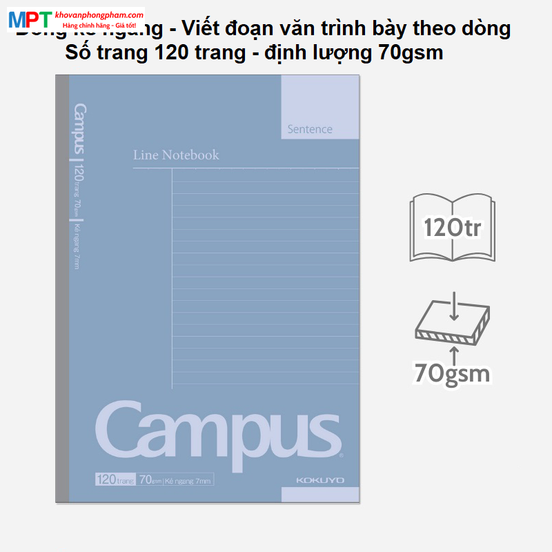 [MẪU MỚI 2024] Vở kẻ ngang Campus Basic Notebook 120 trang - Phong Cách Đơn Giản (Mua 10 tặng 1 bút bi)