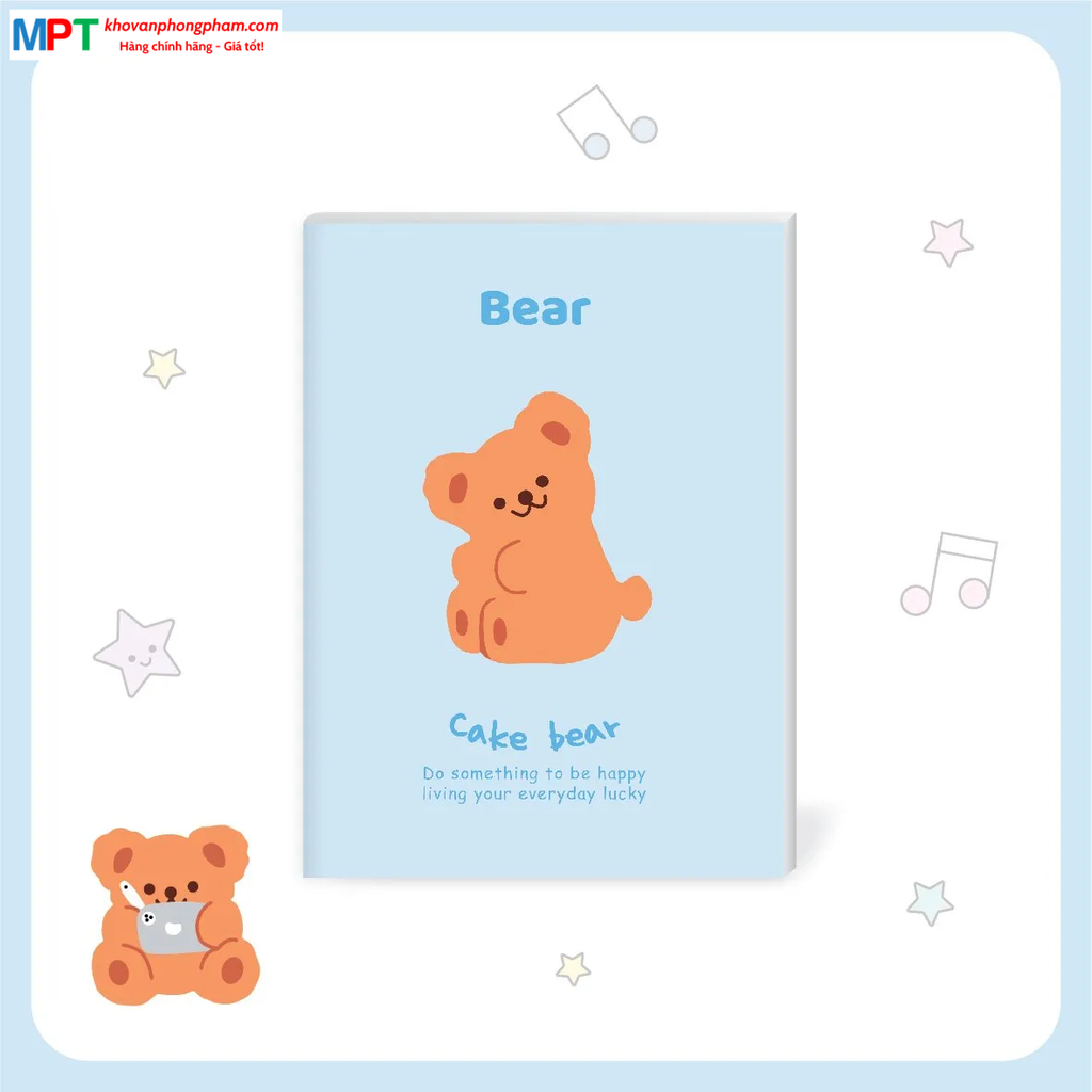 Vở kẻ ngang Bear 120 trang Hải Tiến 4276 - Định lượng 70gsm - Mua 10 tặng 1 bút bi (Kích thước 190 x 260 mm)