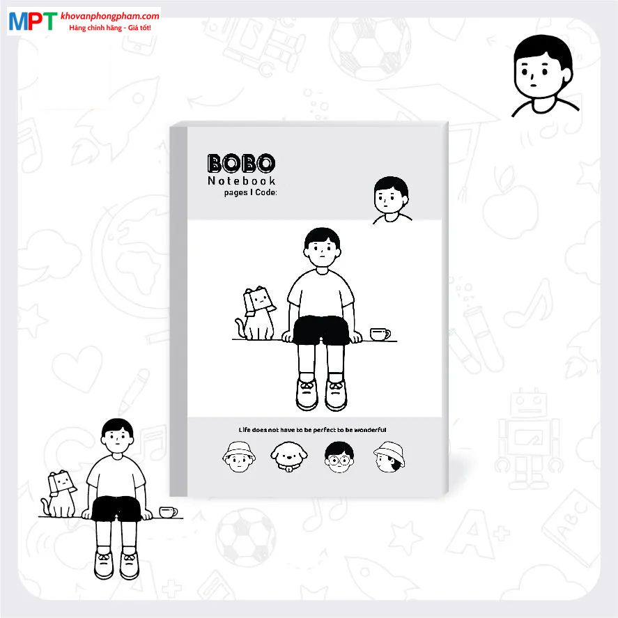 Vở kẻ ngang Haplus 80 trang BOBO 6881 - Giấy định lượng 60gsm - Mua 10 quyển tặng 1 bút bi