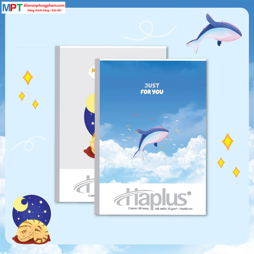 Vở kẻ ngang Haplus 80 trang COSMO 6423 - Định lượng 70gsm - Mua 10 quyển tặng 01 bút bi