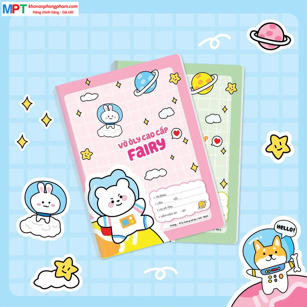 Vở 4 ô ly Hải Tiến 80 trang FAIRY 1879 - Định lượng 100gsm - Mua 05 quyển tặng 1 bút chì