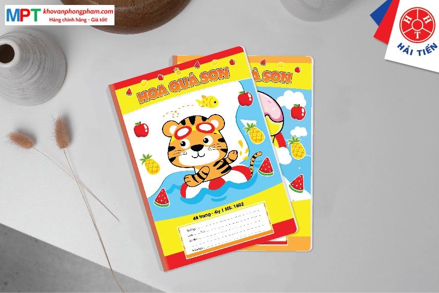 Vở 4 Ô ly Hải Tiến 48 Trang 1602 Hoa Quả Sơn 6 Sao - Giấy định lượng 100gsm - Mua 10 quyển tặng 01 bút chì