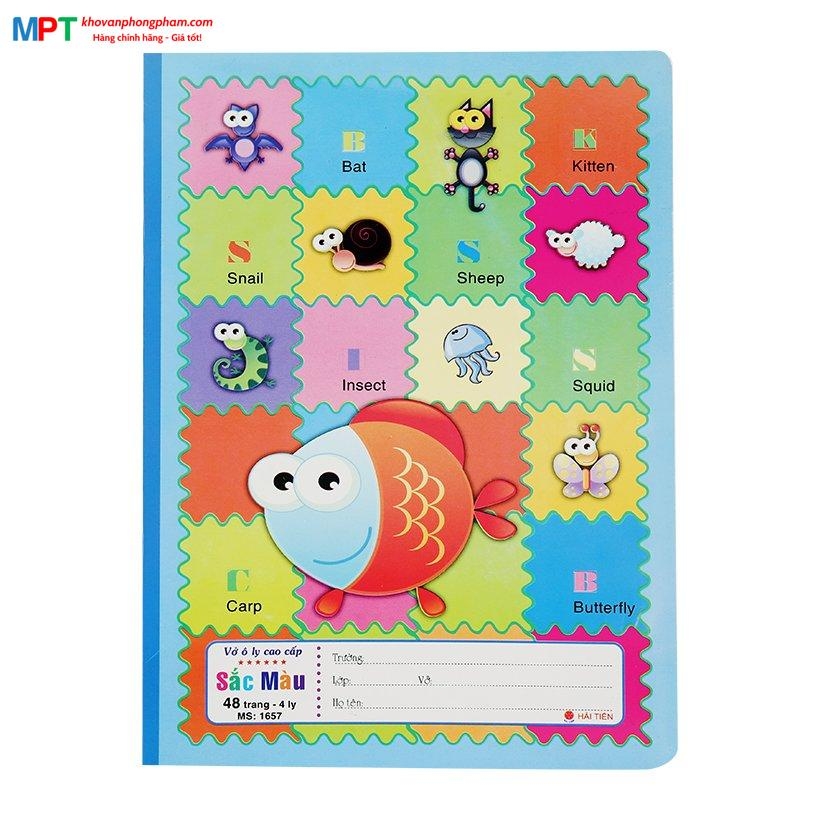 Vở 4 ô ly Hải Tiến 48 trang Sắc màu 1657 - Định lượng 100gsm - Mua 10 quyển tặng bút chì cao cấp