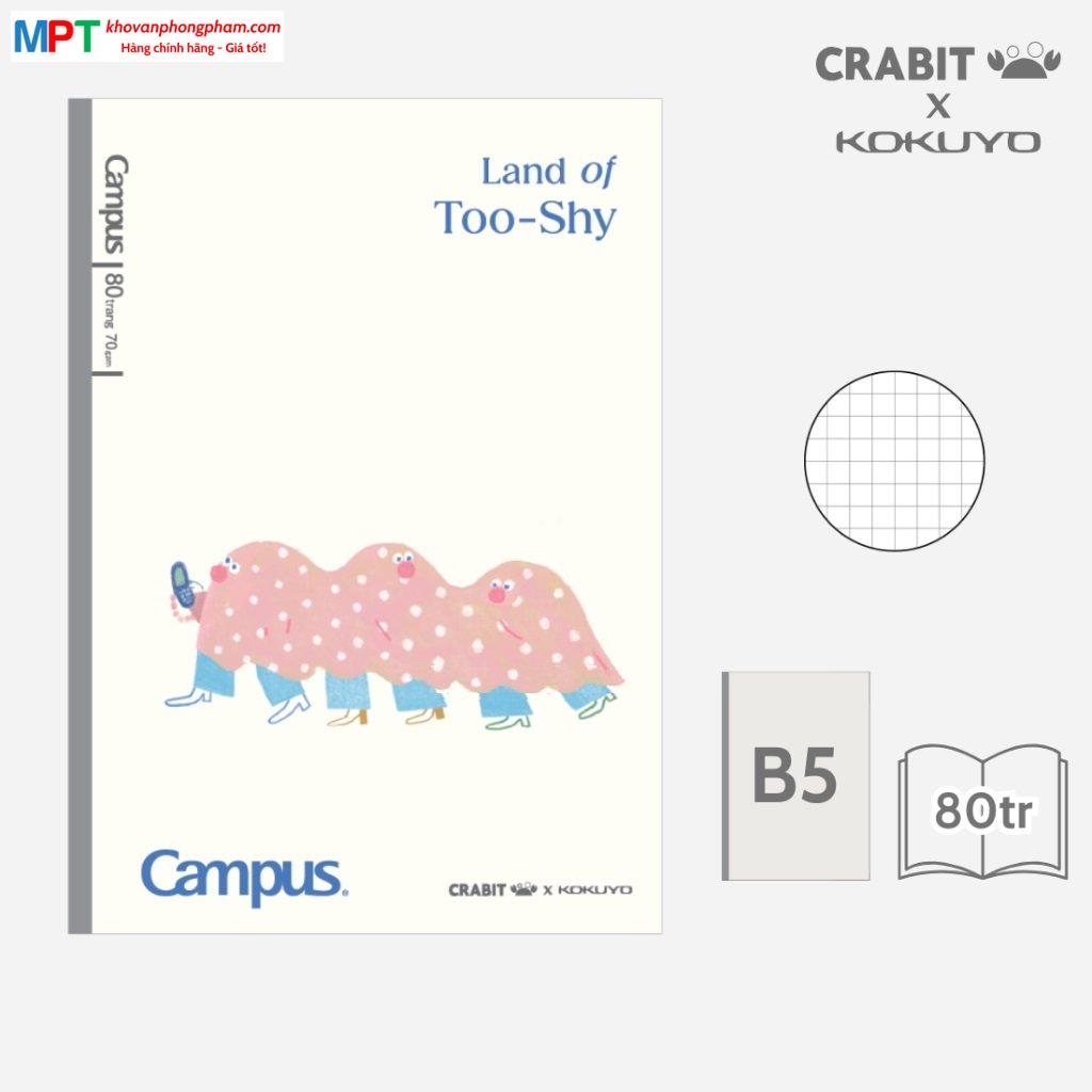 [MẪU MỚI 2024] Vở Caro Campus Land of Too-Shy 80 trang - Dòng kẻ caro 5mm (Mua 10 tặng 1 bút bi)