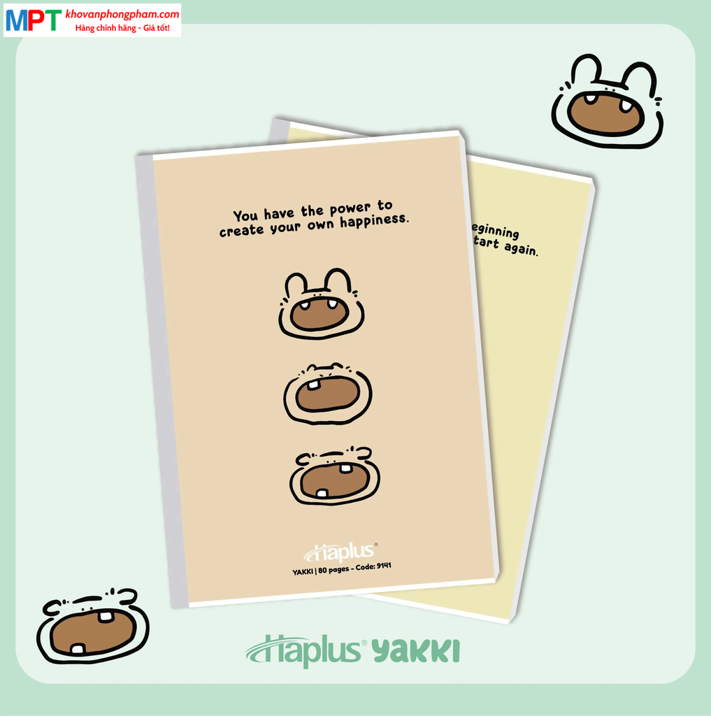 Vở kẻ ngang Haplus 80 trang YAKKI 9141 - Định lượng 60gsm, giấy chống lóa - Mua 10 quyển tặng 1 bút bi